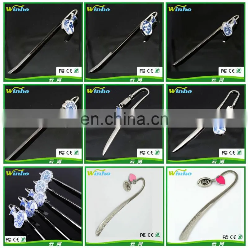 Winho silver plated feathers shaped four-leaf clover pendant hook reading bookmarks