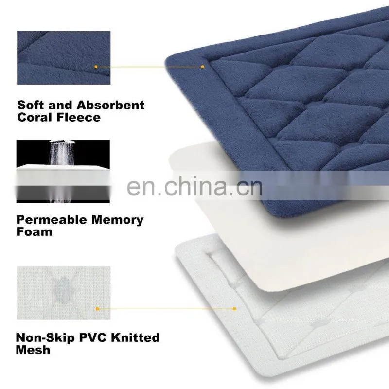 Bathroom Mats Non Slip Bath Floor Mats Water Absorbent Coral Fleece Surface Fast Dry Soft Comfortable Stylish Bathroom Rugs