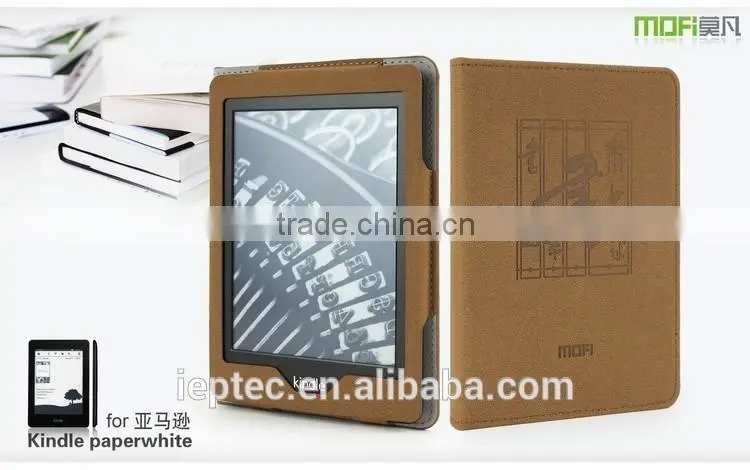 MOFi Wholesale Waterproof Leather Flip Case Cover for Amazon Kindle Paperwhite