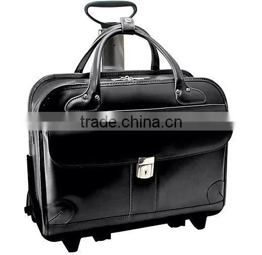 brown leather computer bags with wheels for business