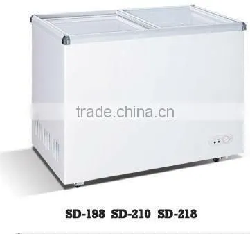 ETL certified 200L commercial sliding door deep freezer with lock
