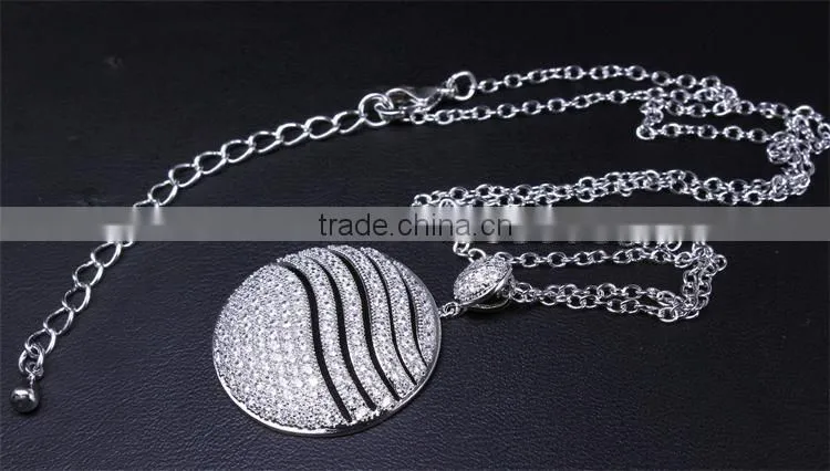 Cubic Zirconia Deluxe Classic Look Round Pendant Women Set Jewelry Wholesale