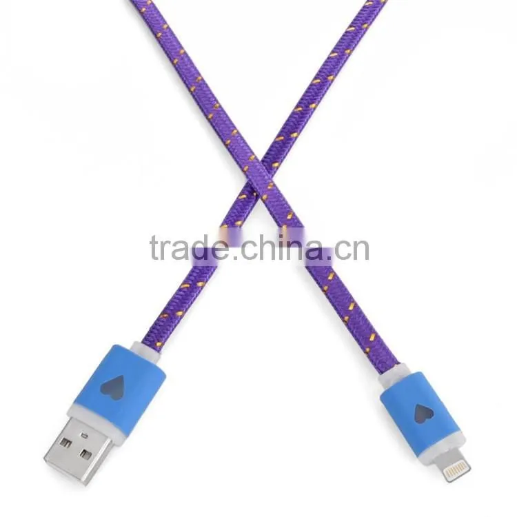 Fabric Braided Charger USB Cable for iphone USB Light Cable in 2016