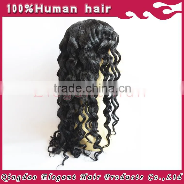High quality New design 130%density curly 100% human hair glueless silk top full lace wigs