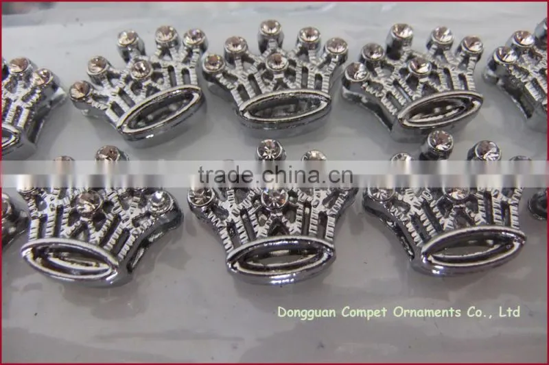 Diy Rhinestone Crystal Zinc Alloy Crown 10mm Slide Charm