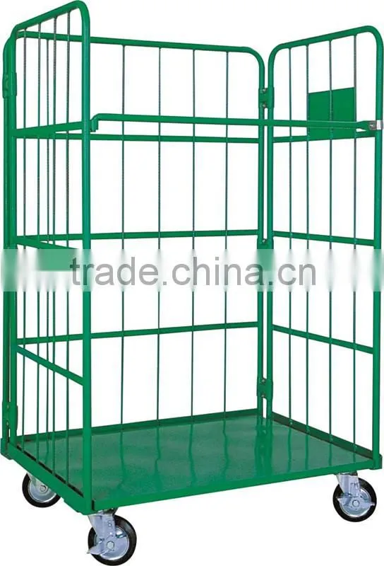 Japanese style durable steel industrial four wheel trolley