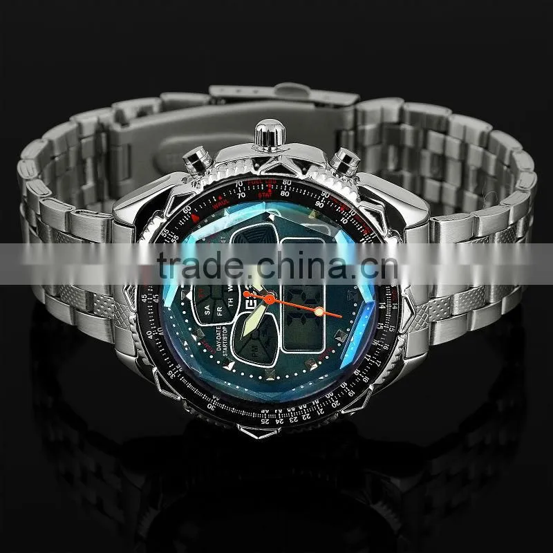 Brand New wrist quartz men's watch sport dual time watch WM007-ESS