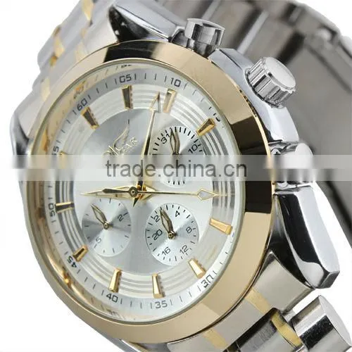 New Men Silver Dial Gold Case Stainless Steel Mechanical Watch WM199