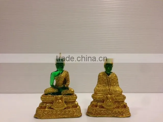 Thai Green/Jade Buddha with Gold Poly resin