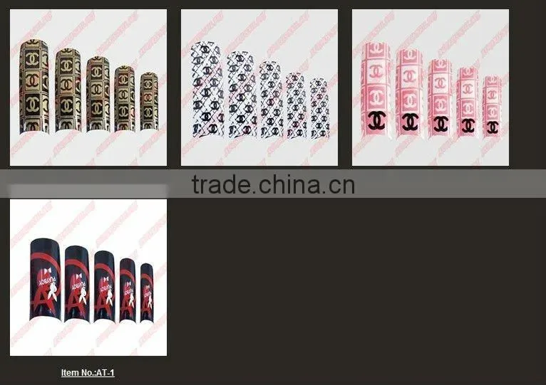 wholesale 70pcs/box Airbrush Pre Design Translucent French False Nail Art Acrylic Tips AT1200
