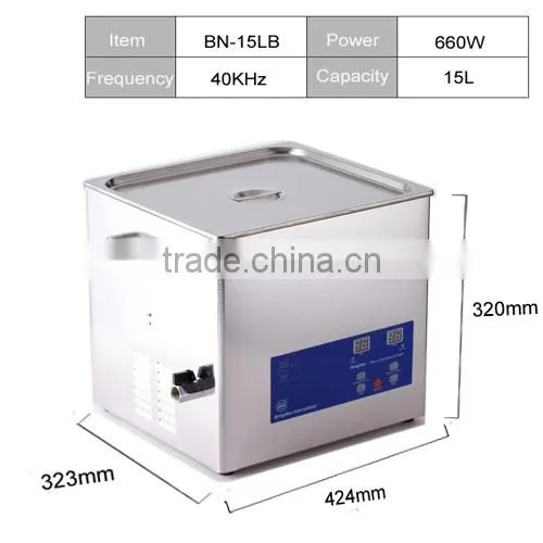Powerful 660W Digital ultrasonic cleaner 15L, Digital heater for lab ultrasonic cleaner