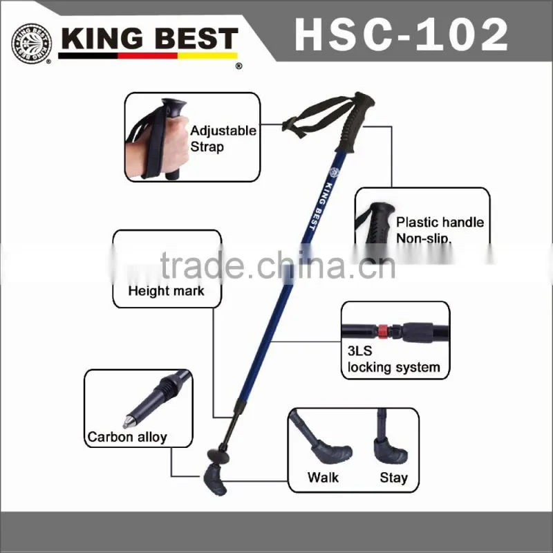 KING BEST Wholesale Carbon trekking pole 2-SECTION Hiking Pole nordic walking stick