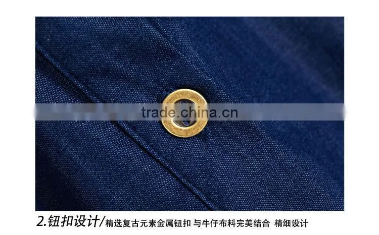 2015 New arrival New Style Fashion Women real comfort clothing Denim Matching Printing is one-piece Chiffon Dresses east