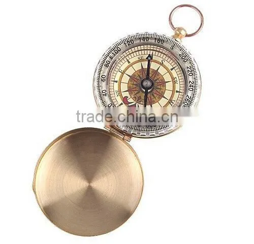 Classic pocket watch style bronzing antique camping compass with night light