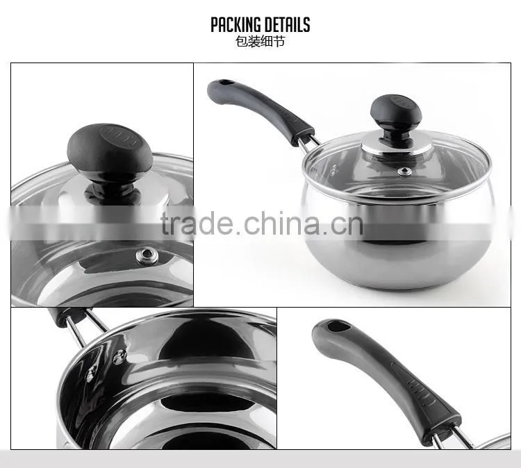 price of 304 stainless steel round milk boiling saucepan with glass lid