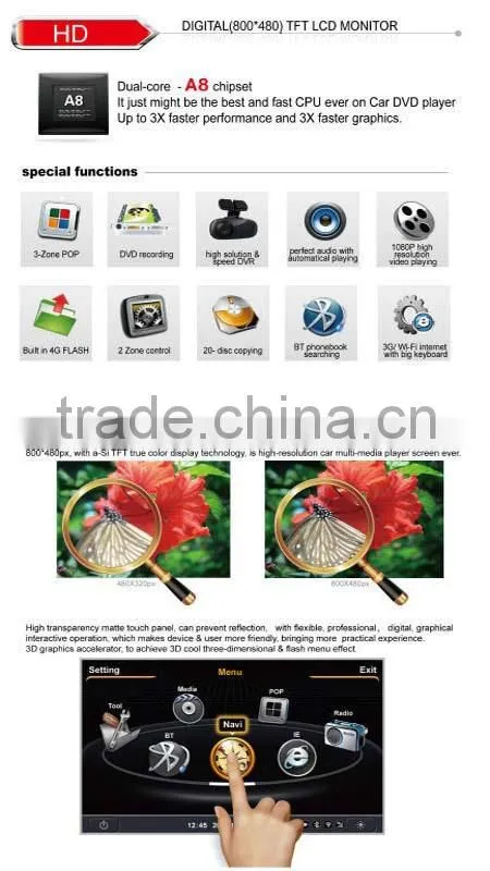DVD Car Stereo Bluetooth GPS for Golf 7