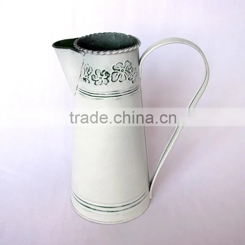 Mediterranean style metal garden flower water pitcher