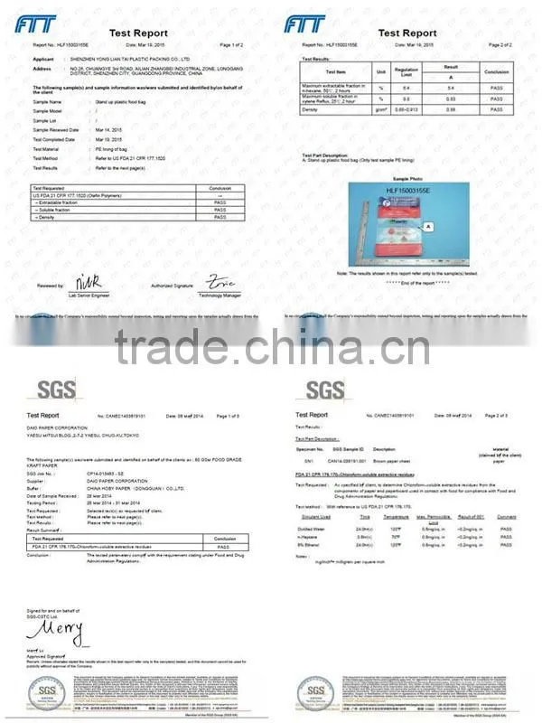 Zipper Plastic Bags Celophane Bags Stand Up Zipper Pouches