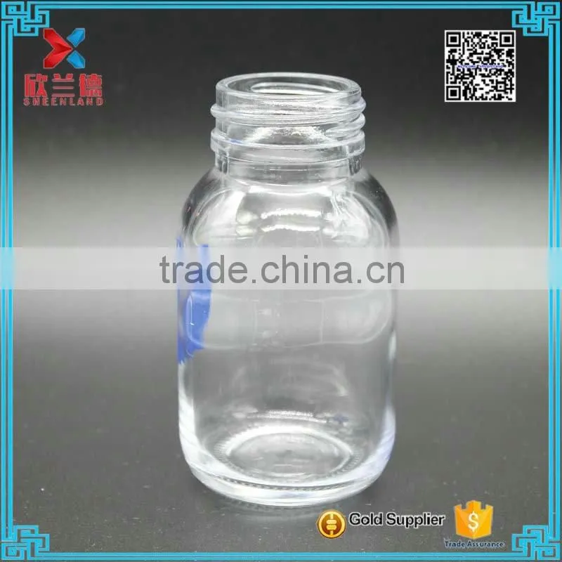 150ml wide mouth clear round glass tablet pill bottle