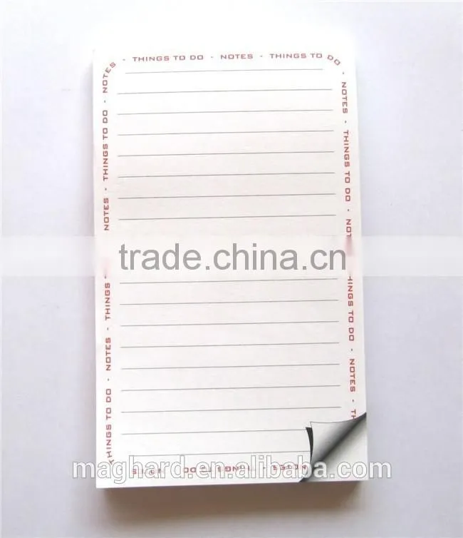 China manufacturer custom tear-odd shopping list with rubber magnet as fridge magnet