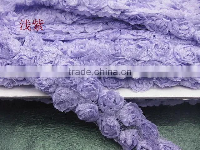 Shabby Frayed Chiffon Rose Flower Trim