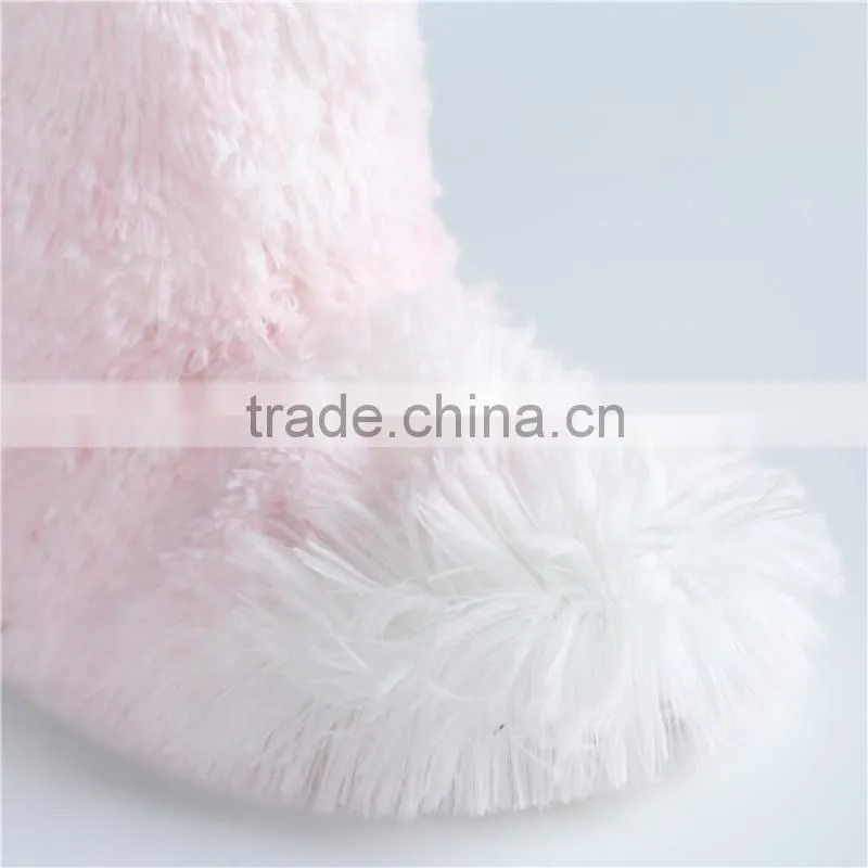 Ladies long pink PV plush boots
