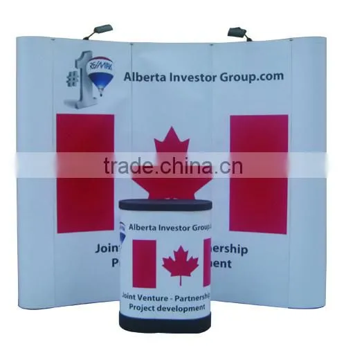 trade show curved fabric pop up display