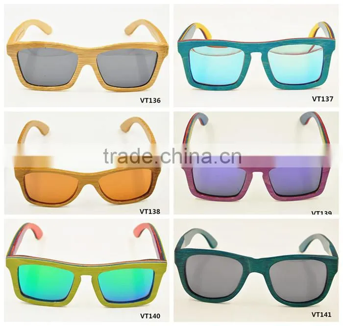multi color style 2016 vintage UV400 mirror lens design bamboo wooden polarized sunglasses sun shade glasses