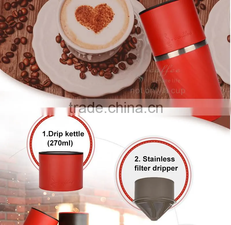 Eco BPA thermo Portable coffee maker with double wall stainless steel tumbler