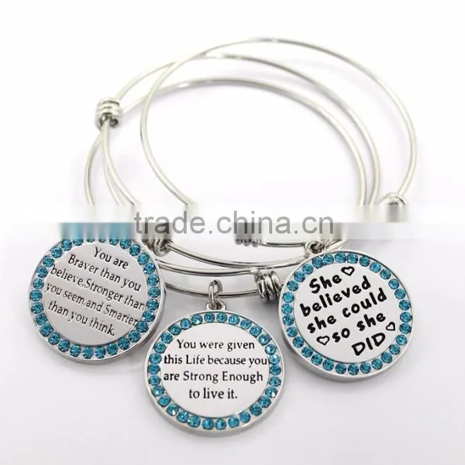 Custom jewelry factory OEM bangle bracelets with charms