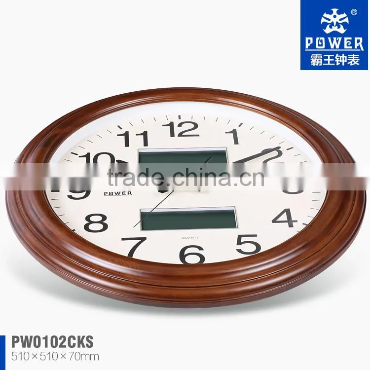 Fashion and round digital wall clock,Wooden wall clock,LCD display with canlender clock,wall clocks with day and date