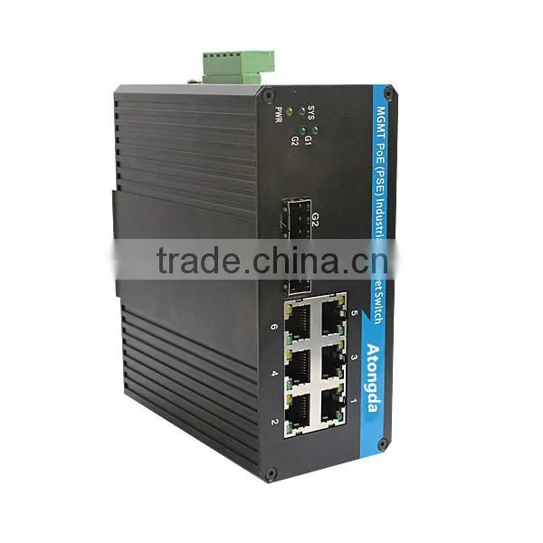 6 Port Managed Industrial PoE Optical fiber Switch