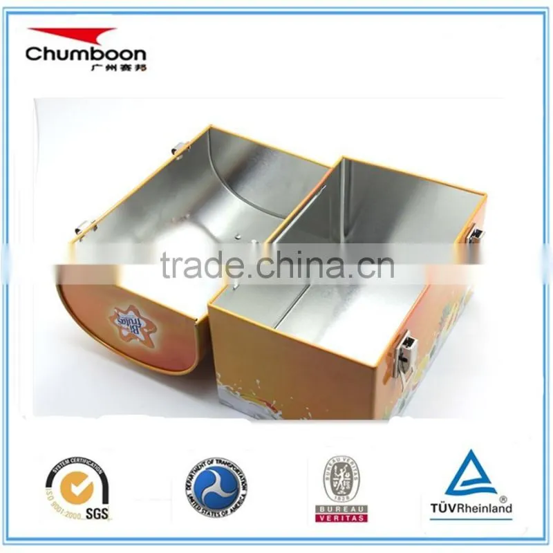 Lunch metal tin box with lock and handle
