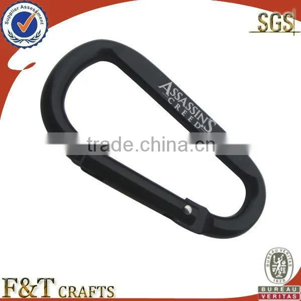 wholesale black climbing clips metal custom carabiner with custom laser logo