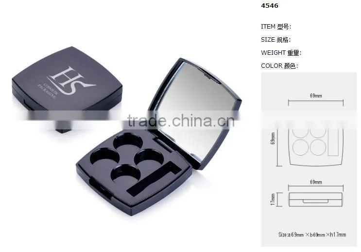 4 color square empty compact eyeshadow container with mirror