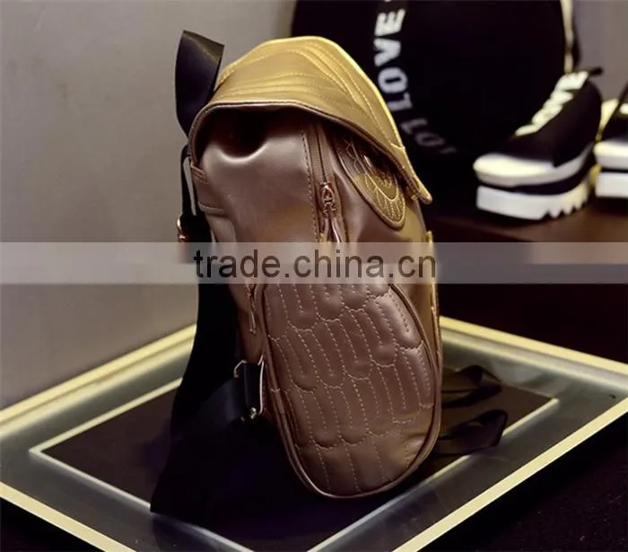 Owl Shape pu leather school backpack high class girls travel school bags
