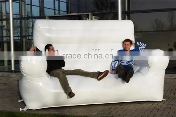 giant white inflatable sofa /flocked inflatable sofa bed furniture / inflatable living room furnitur