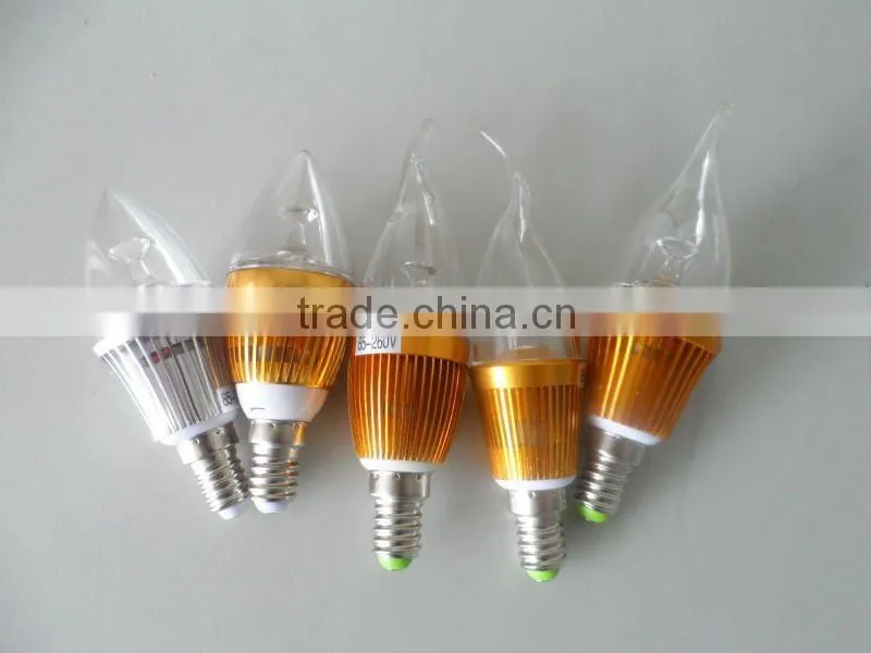 high power 3w led candle bulb e12