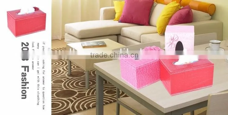 2016 new design leather tissue box holder wholesale
