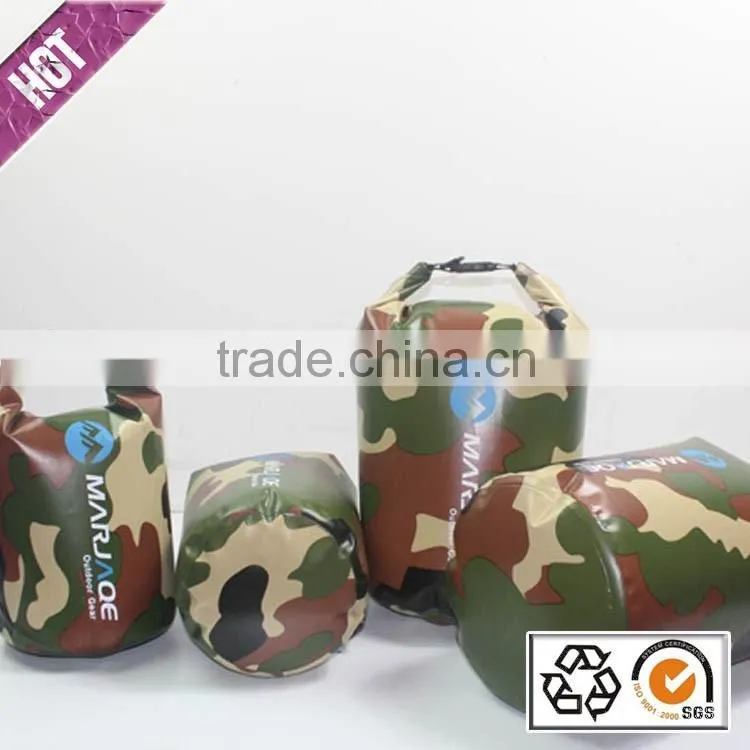 Custom logo dry waterproof camo bag with shoulder straps for outdoor camping