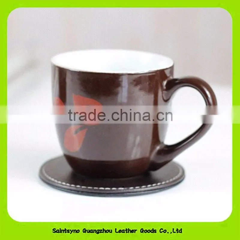 Promotion classical tableware personalized leather cup coasters 16031