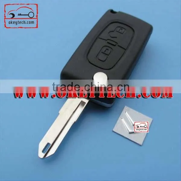 OkeyTech Citroen flip keys case 2 button with 206 blade and battery holder for citroen remote key case for citroen