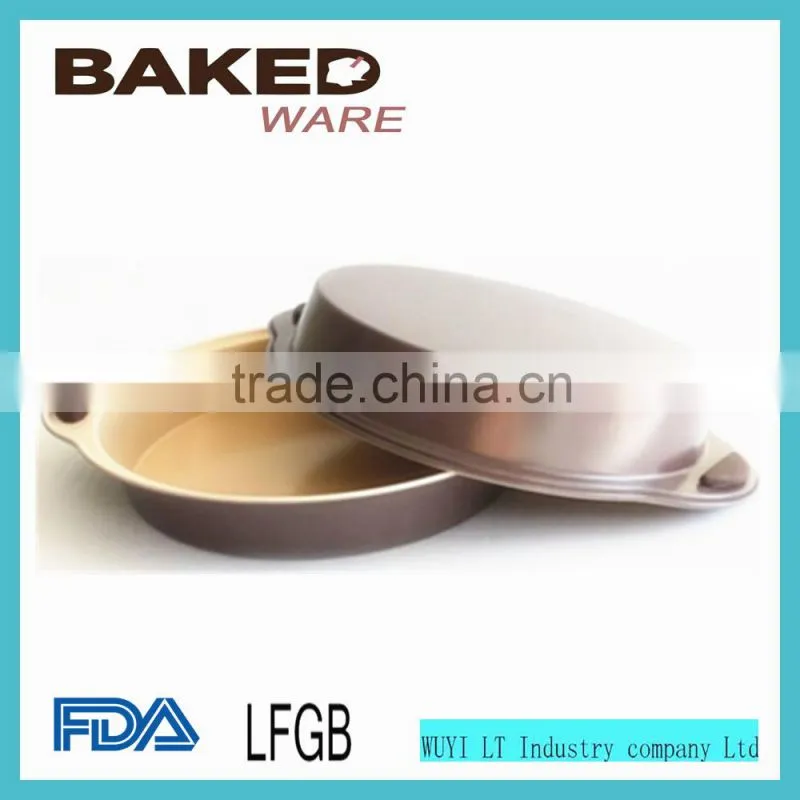 carbon steel metal baking pan non-stick round cake pan with silicone handle