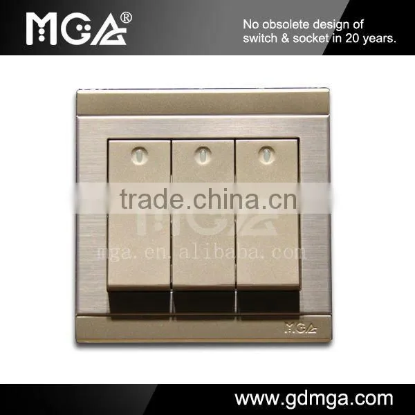 MGA Q7L Series Q-K03A 3 Gang modern wall Switch