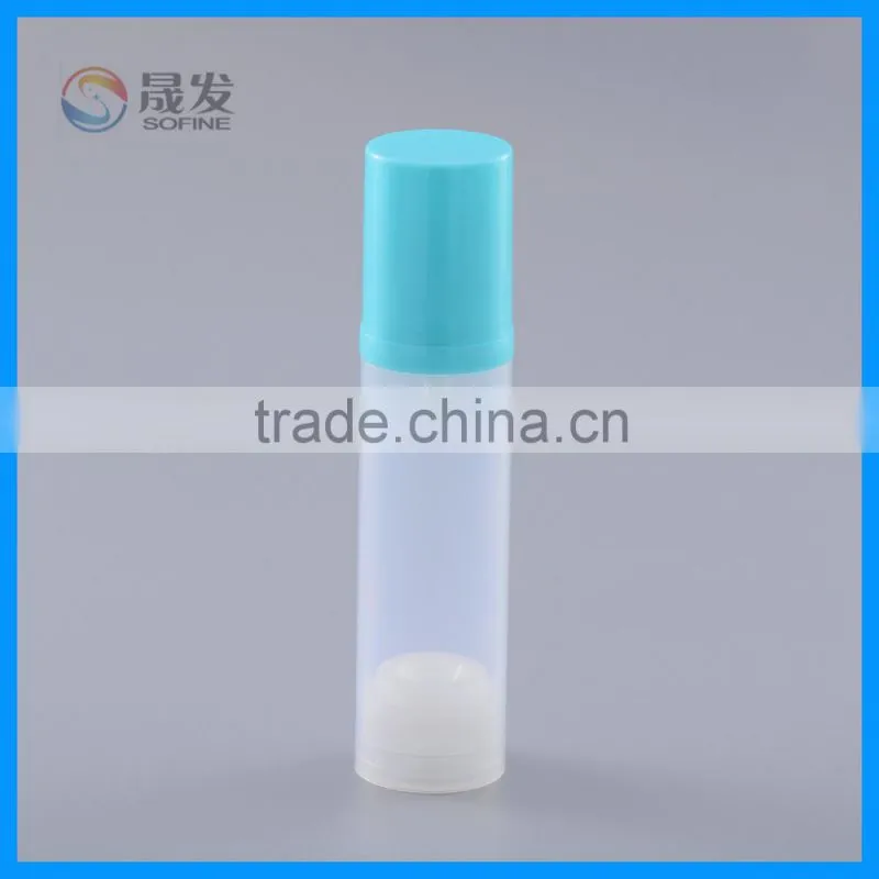 Plastic bottle cosmetic packaging with airless pump bottle