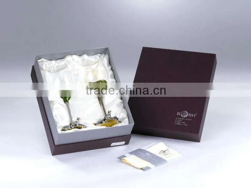 RORO Harmony water lily enamel crystal glass red wine glass