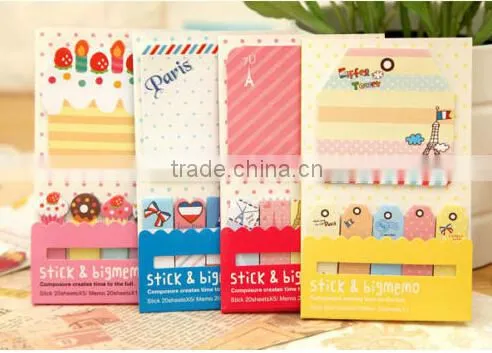Cute 1+5 Sticker Bookmark Marker Memo Flags Index Pad Tab Sticky Notes