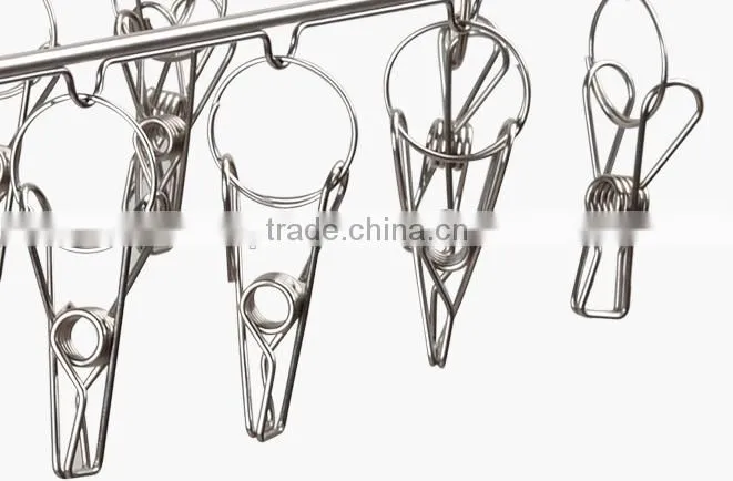 Stainless steel clip and drip hanger with 26 clips clothes drying rack and hanger/clip