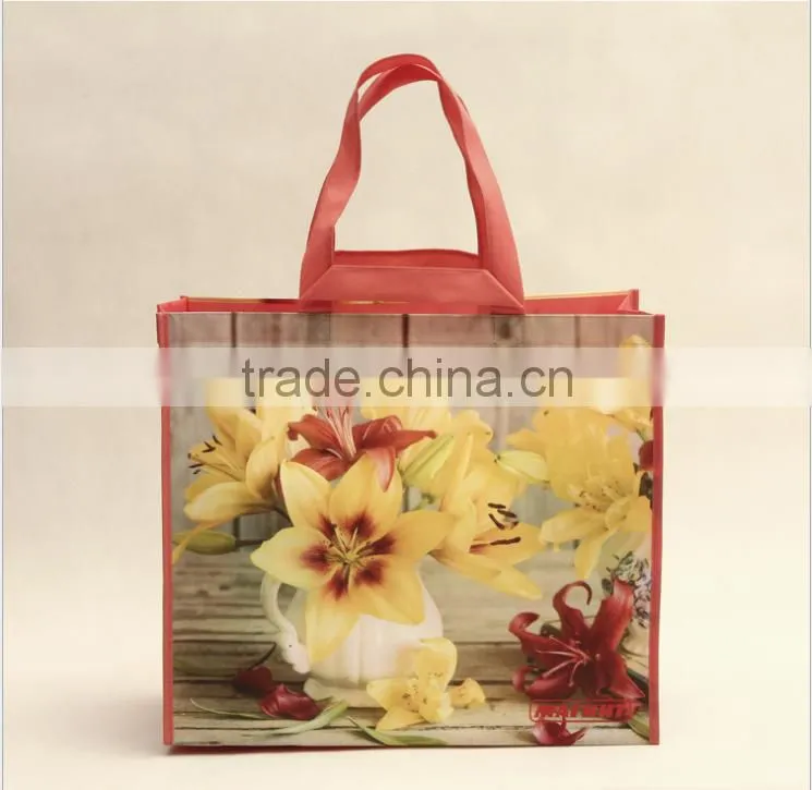 2015 hot sale recyclable bopp laminated tote pp woven shopping bag