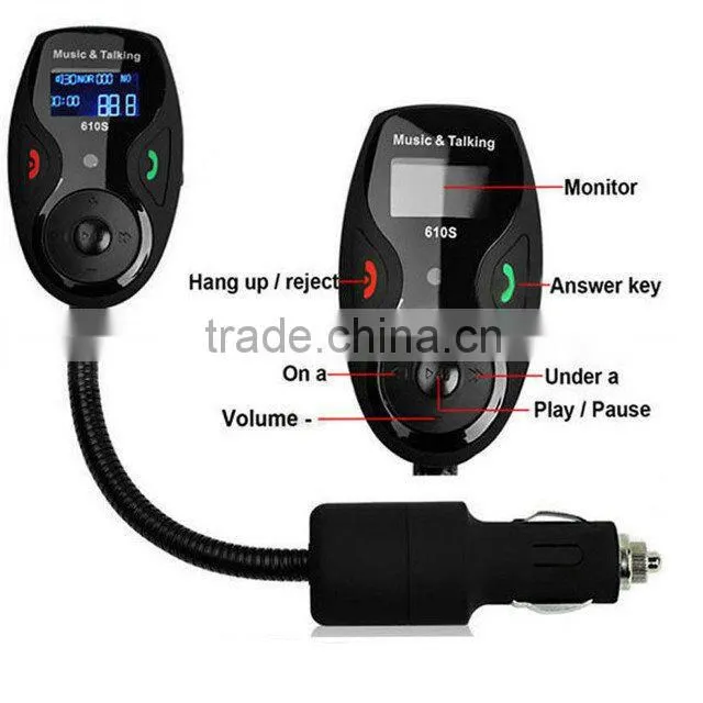 Hot sales!610S Bluetooth FM Transmitter with Adapter Aux and Usb to Car Radio